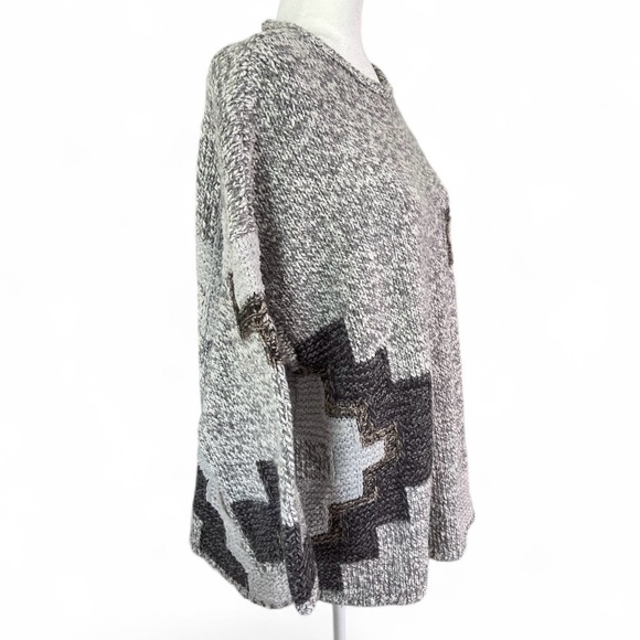 J Jill Geometric Pattern Sweater - Gray and Black - Picture 3 of 8